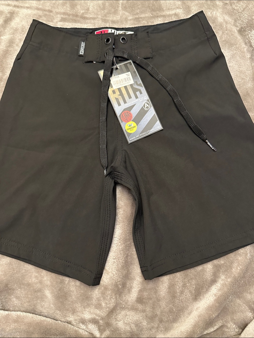 Boy’s Black Boardshorts with Drawstring and adjustable waist